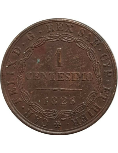 ITALIE (SARDAIGNE) 1 CENTESIMO 1826 P TTB+ tache