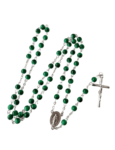 Chapelet en verre Chaîne Argentée - VERT