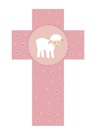 Croix Agneau rose 12cm