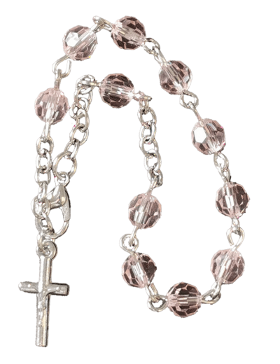 Bracelet Dizainier Perle Verre Sur Chaîne Argentée ROSE