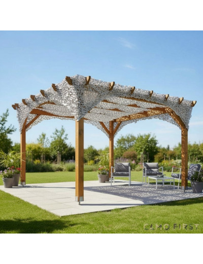 Filet de camouflage ombragé S-Cut 4x4 m blanc - Protection solaire