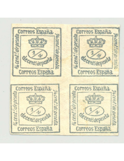 ESPAGNE 1/4 PESETA 1873 Yvert 140 ENSEMBLE DE 4 TIMBRE NEUF Charnière