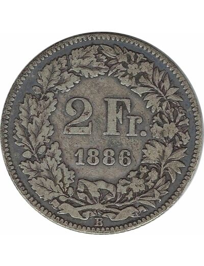 SUISSE 2 FRANCS 1886 B TB