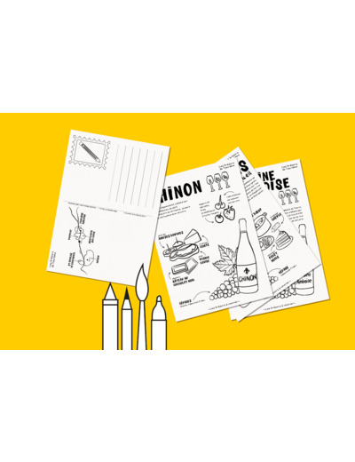 Les appellations de Touraine | 5 fiches de coloriage – Les trésors à colorier |  Les vins de France | Papier aquarelle | Formats A4, A5, A6 |