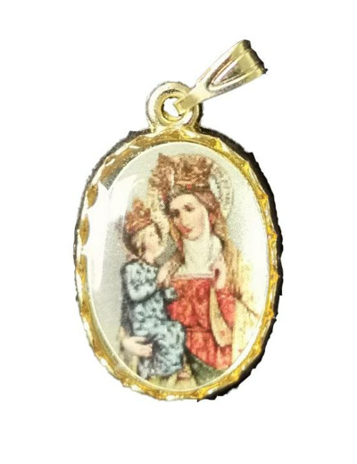 Médaille 20mm en Métal Doré avec Résine  - ANNE DE BEAUPRE