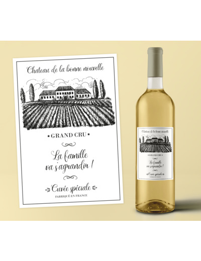 Etiquette bouteille de vi annonce grossesse