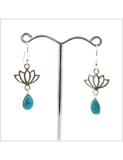 Boucles d'oreilles Turquoise et Argent Massif