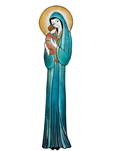 Vierge de miséricorde turquoise 37cm - EMAUX DU LIBAN