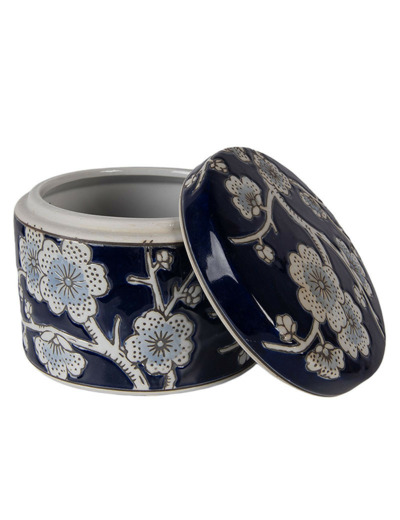 Boîte à bijoux céramique bleu 10x10x12cm