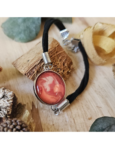 Bracelet en cordon avec pendentif et base ronde (20 mm) en acier inoxydable