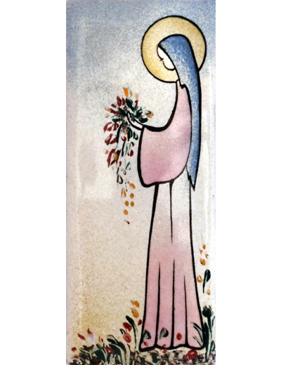 Vierge au bouquet 15,5X6,5cm - EMAUX DU LIBAN