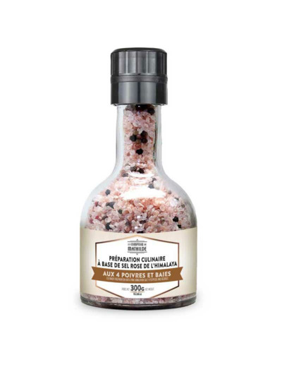 Moulin Empilable Sel Rose de l'Himalaya & 4 Poivres et Baies 300G