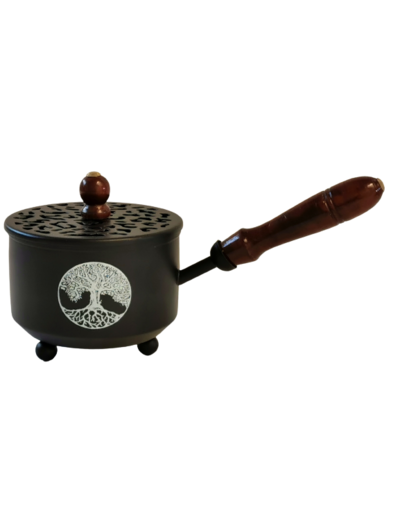 Brûle pour Encens et Charbons D10cm - Arbre de Vie - Ht10xL22 cm
