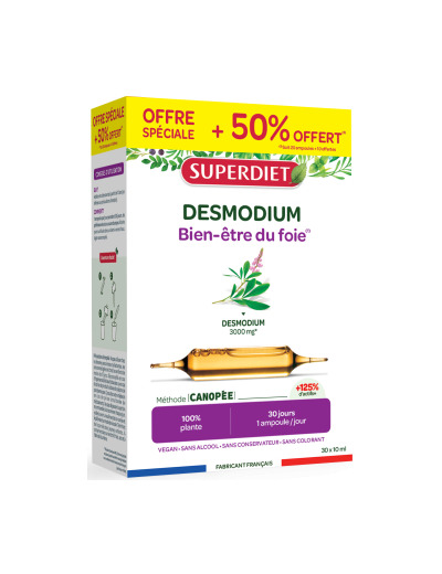 Desmodium Bien être du Foie 20 Ampoules + 10 offertes 10ml