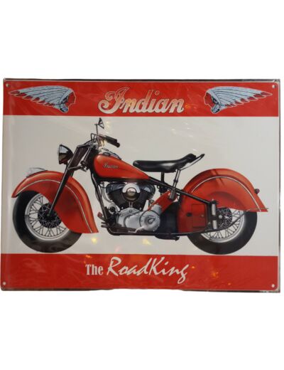 Plaque métal plate Indian - The Roadking - 30 x 40 cm.