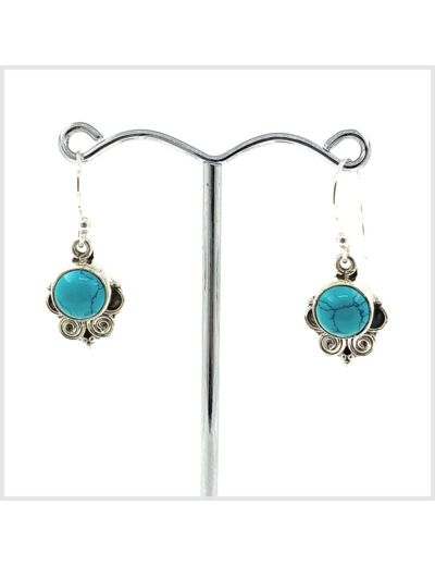 Boucles d'oreilles Turquoise et Argent Massif