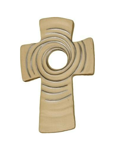 Croix de la Vie en bois- 12cm- NAT/ARGENT