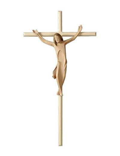 Christ en bois 2 tons 10cm  sur croix bois clair 25cm