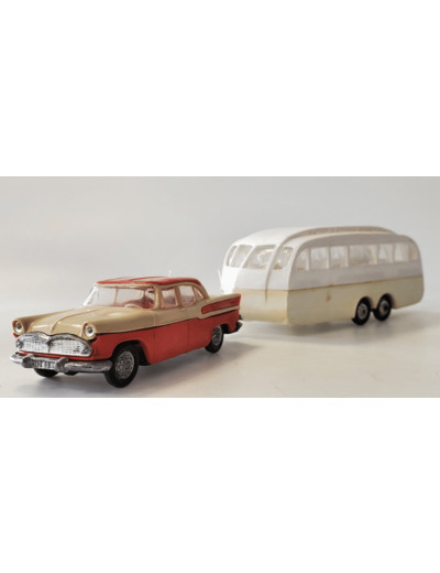 SIMCA CHAMBORD BEIGE ROUGE ET CARAVANE HENON 2 TONS NOREV PLASTIQUE 1/43