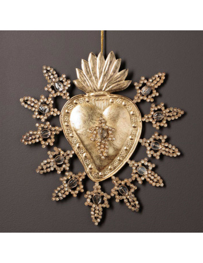 Grand Ex-voto antique et bijoux doré 25x27cm