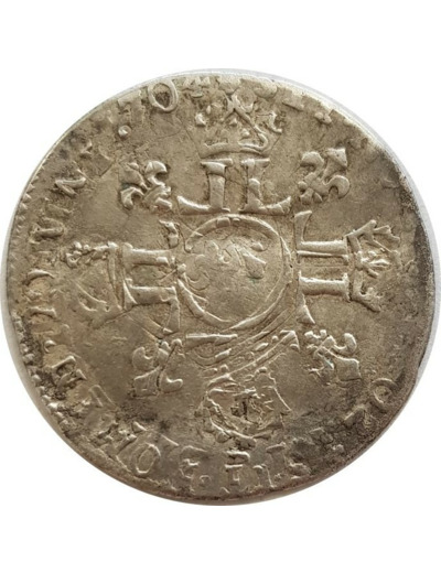 LOUIS XIV (1643-1715) 1/12 ECU AUX 8 L 1704 (atelier illisible) TB-