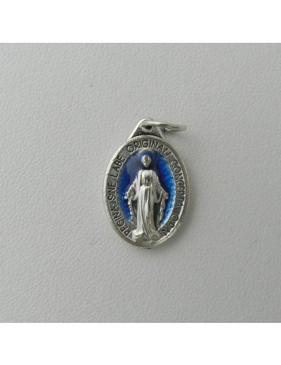 Médaille V. Miraculeuse ovale  OX 17mm Fond Bleu