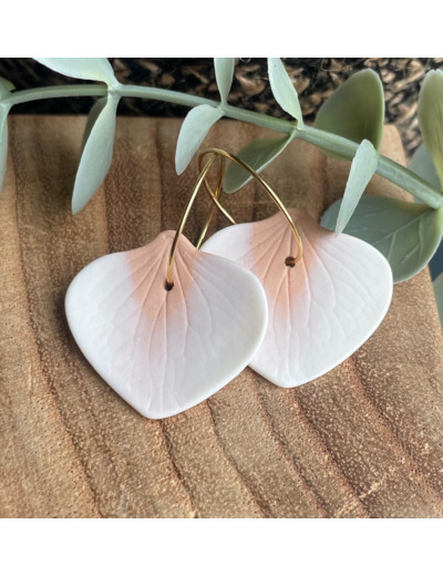 Boucles d'oreille créoles en porcelaine blanche et colorée