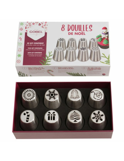 Coffret 8 douilles inox Noël