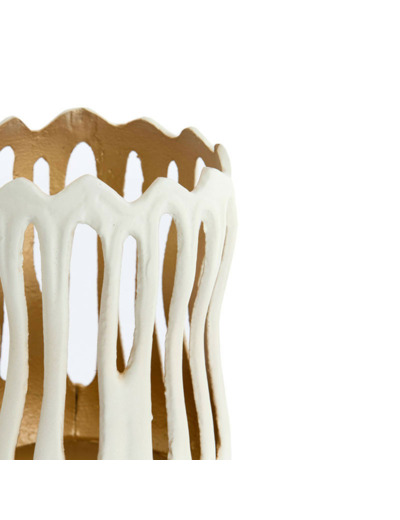 Grand bougeoir Tivoli métal blanc doré 13x13x16cm