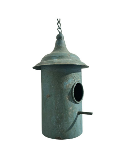 Nichoir oiseaux à suspendre vintage bleu 11x24cm