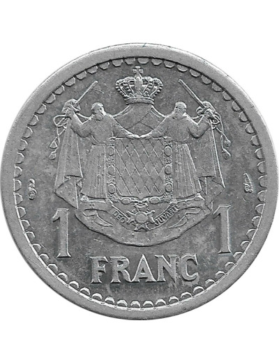 MONACO 1 FRANC ND (1943) ALUMINIUM TTB+