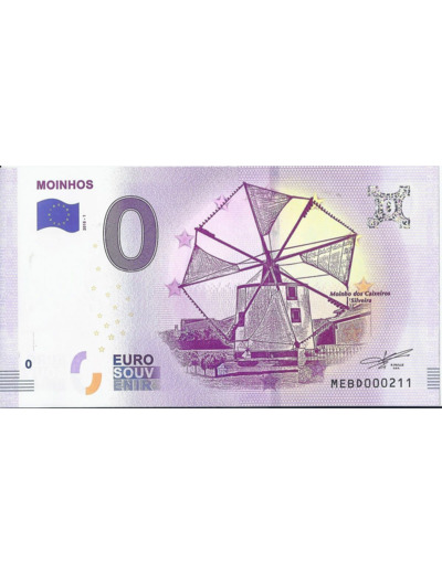 PORTUGAL 2018-1 MOINHOS 0 EURO BILLET SOUVENIR TOURISTIQUE