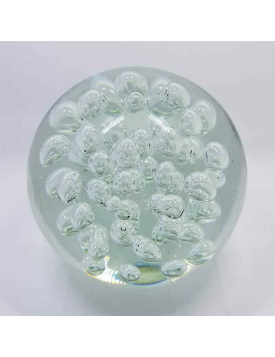 Boule presse papier avec bulles en verre 18cm