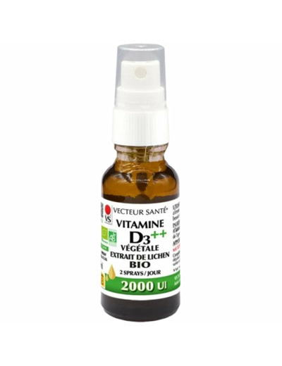 Vitamine D3++ Végétale Bio en Spray-2000UI-20ml-Vecteur Santé