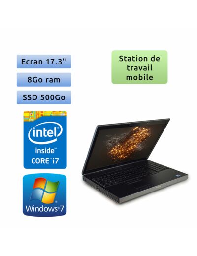 Dell Precision M6500 - Windows 7 - i7 8Go 500Go SSD - 17.3 - Station de travail Mobile PC