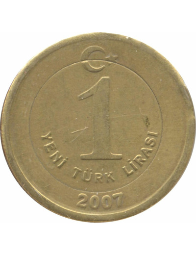 TURQUIE 1 LIRA 2007 FAUTEE MONO-METALLIQUE TTB