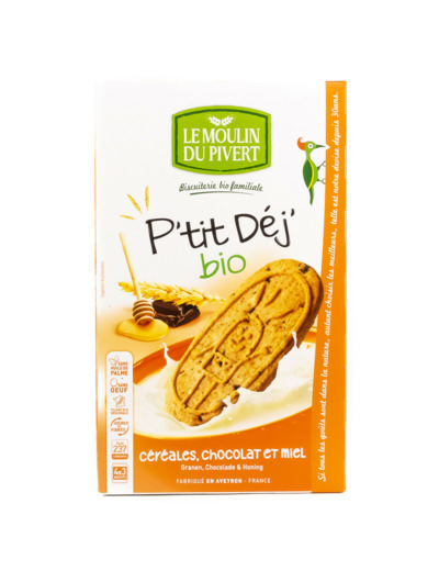 Biscuits P'tit Déj Céréales Chocolat Miel Bio 190g