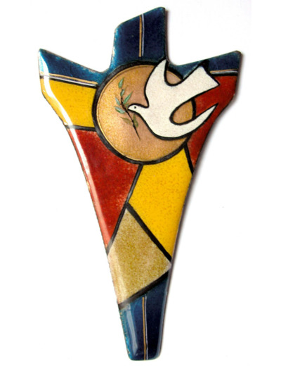 Vitrail du St Esprit op 14,5X8cm - EMAUX DU LIBAN