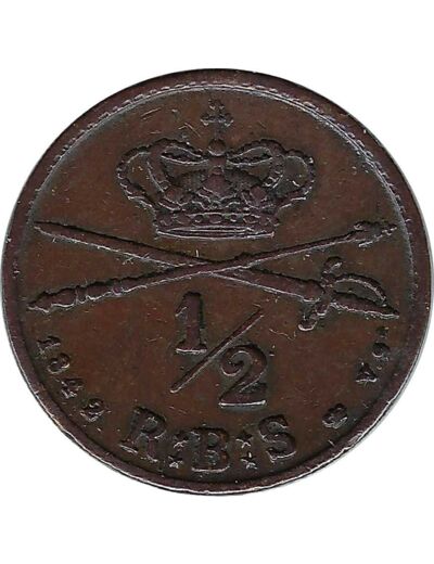 DANEMARK 1/2 RIGSBANKSKILLING CHRISTIAN VIII 1842 TTB