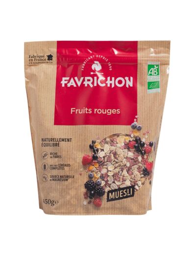 Muesli Fruits rouges Bio-450g-Favrichon