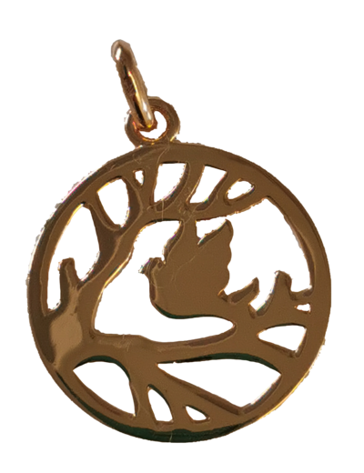 Pendentif en Plaqué Or - COLOMBE SUR BRANCHES 20mm