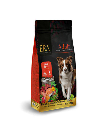 ERA Sans Céréales, Saumon & Venaison pour Chien Maxi / Med adulte - 10KG