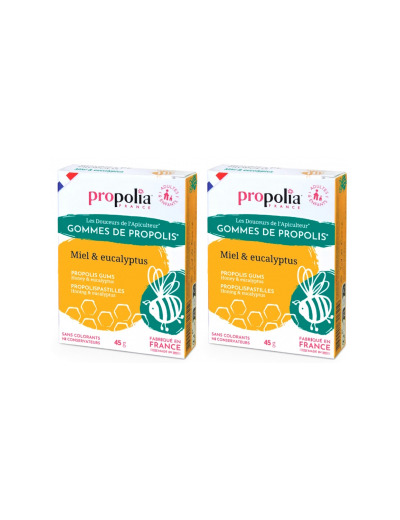 Gommes de Propolis Miel Eucalyptus Lot de 2 boîtes de 45g