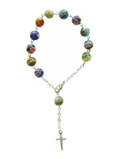 Dizainier Perles en Verre sur Chaîne Argentée - MURANO ASSORTIS