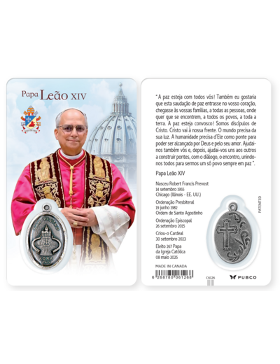 Carte-prière avec insertion PAPE LEON XIV - Portugais