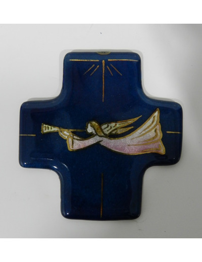 Croix  ANGE TROMPETTE 7,7x8cm - EMAUX DU LIBAN