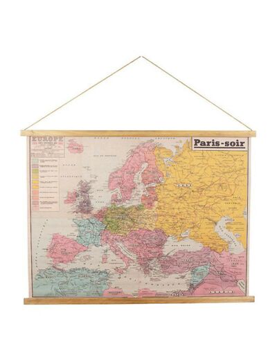 Toile murale carte Europe 100x75cm