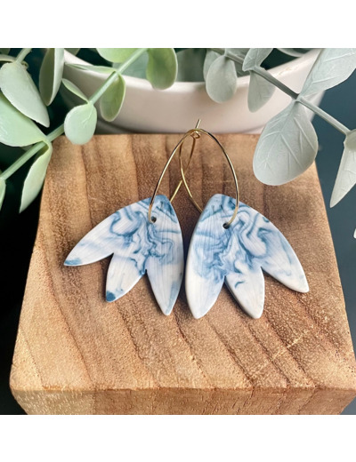 Boucles d'oreille en porcelaine blanche et colorée