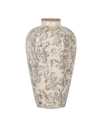 Vase céramique beige gris 21x21x35cm