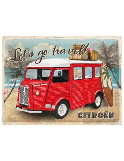 Plaque Rétro Citroën Type H – Let's Go Travel - 30X40